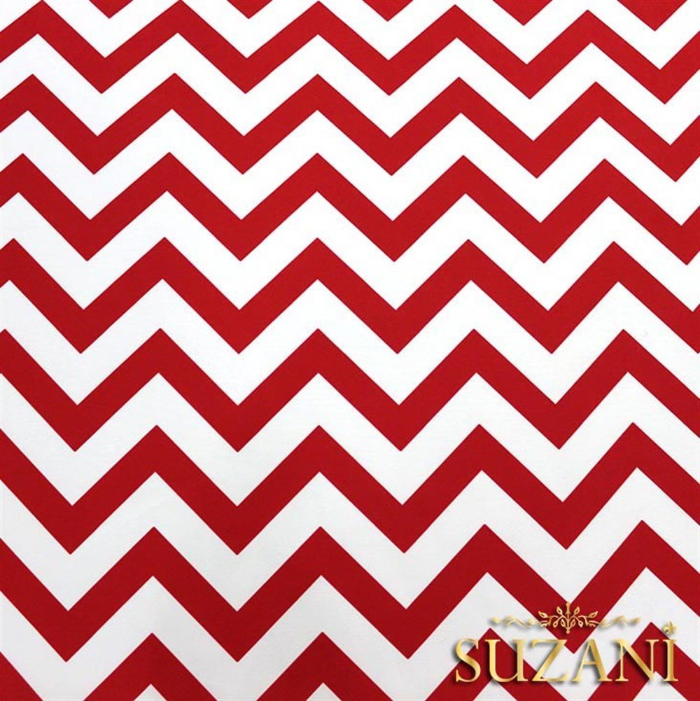 Kırmızı Zigzag Desenli Kumaş