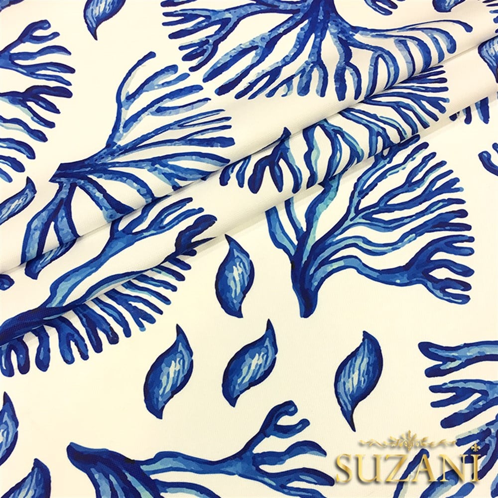 Lacivert Büyük Mercan Desenli Kumaş