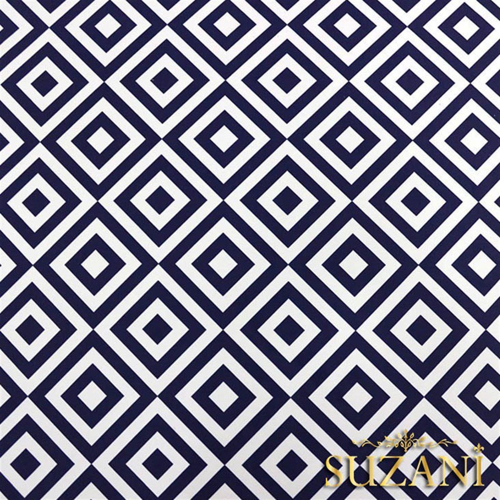 Lacivert İç içe Kareli Kumaş