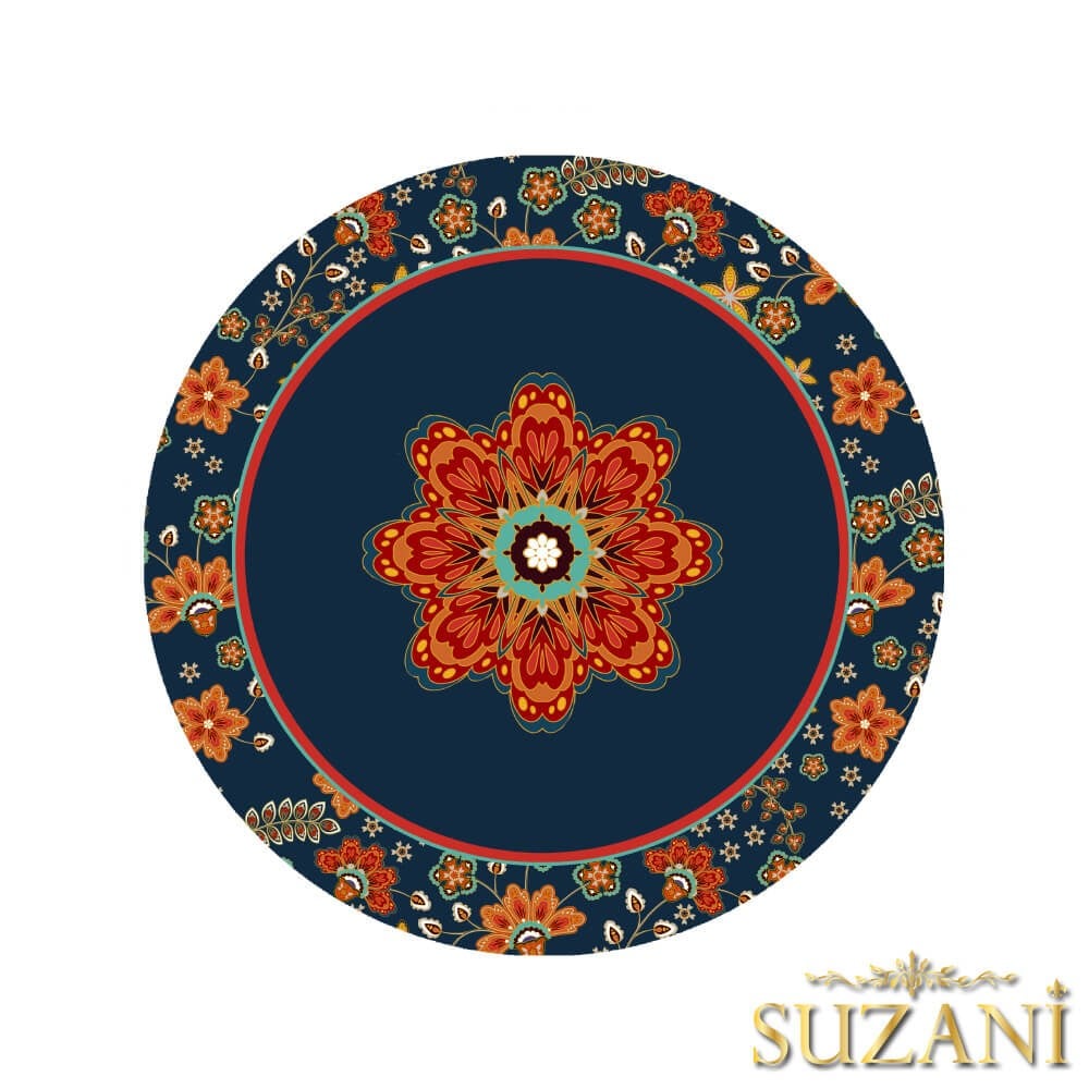 Lacivert Zemin Çiçek Desenli 3'lü Supla Kumaşı