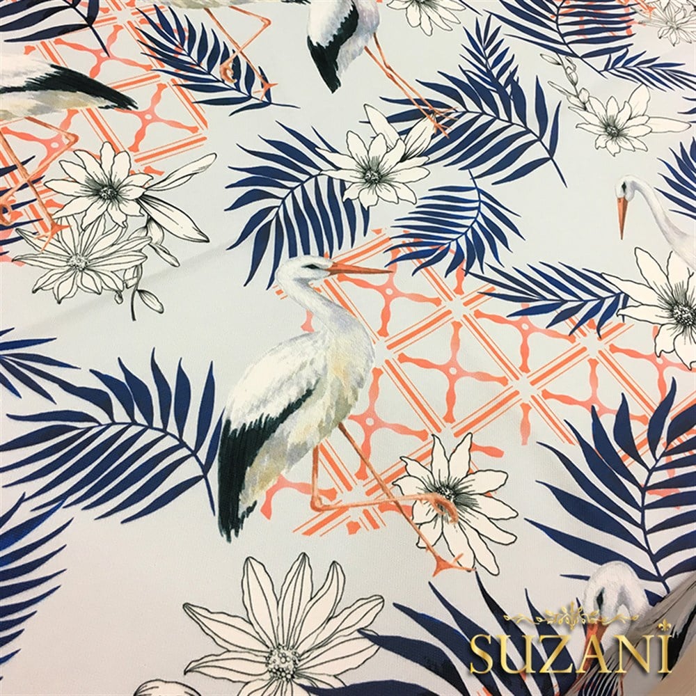 Leylek Desenli Kumaş