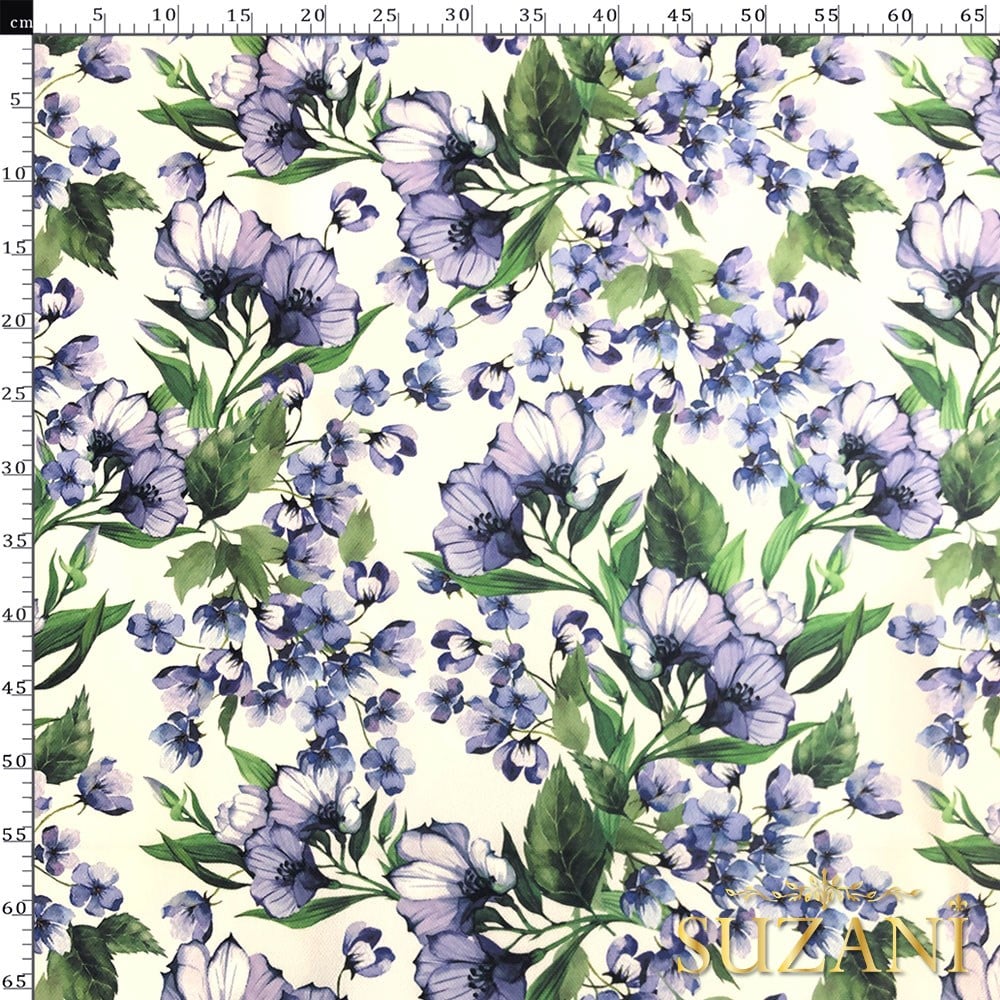 Lila Çiçek Desenli Kumaş