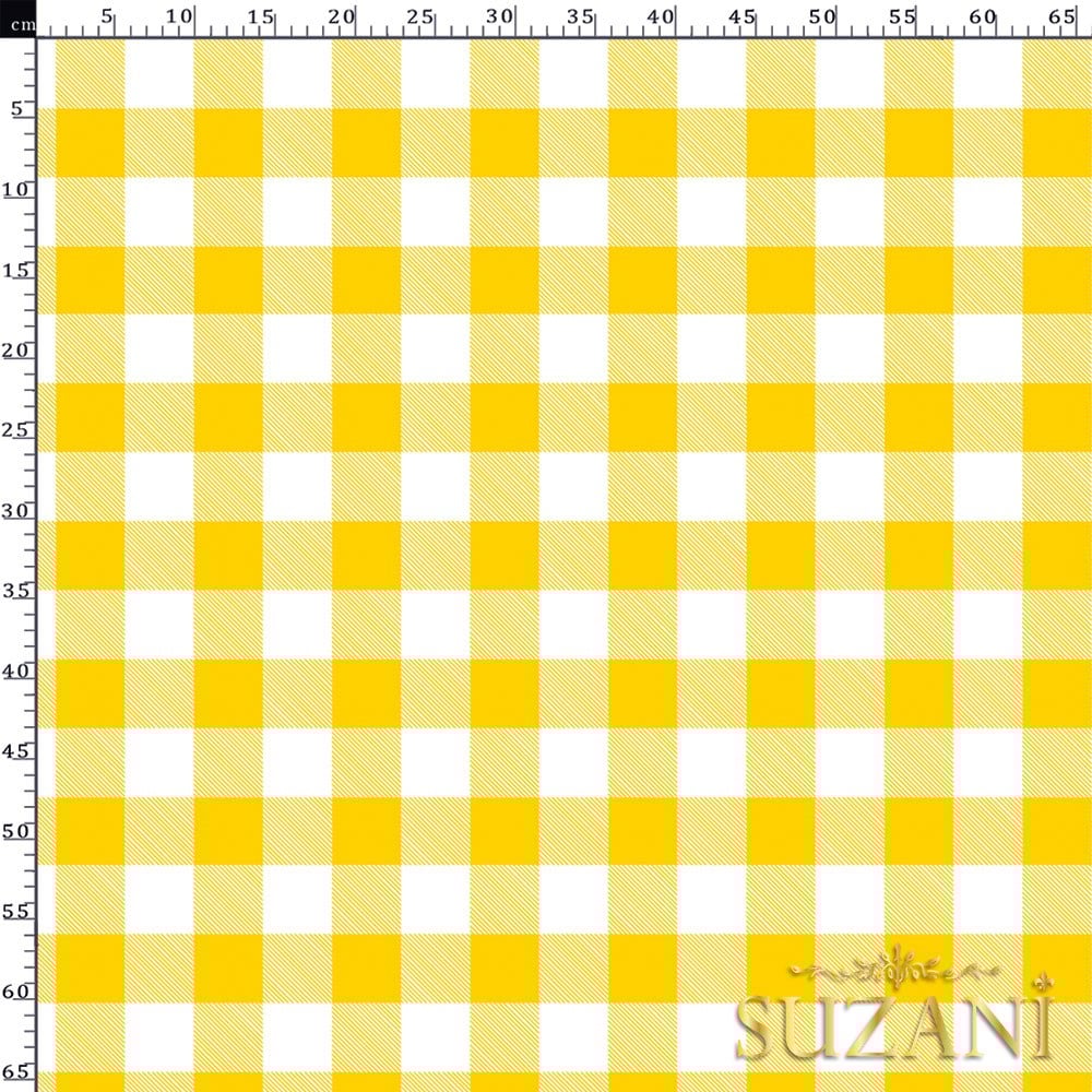 Limon Büyük Pötikare Desenli Dijital Baskılı Kumaş