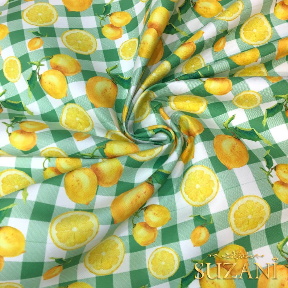 Limon Pötikare Desenli Dijital Baskılı Kumaş