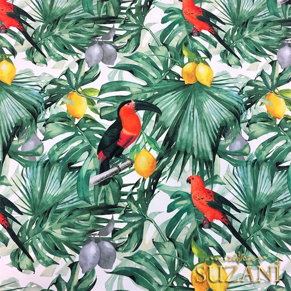 Limonlu Tukan Desenli Kumaş