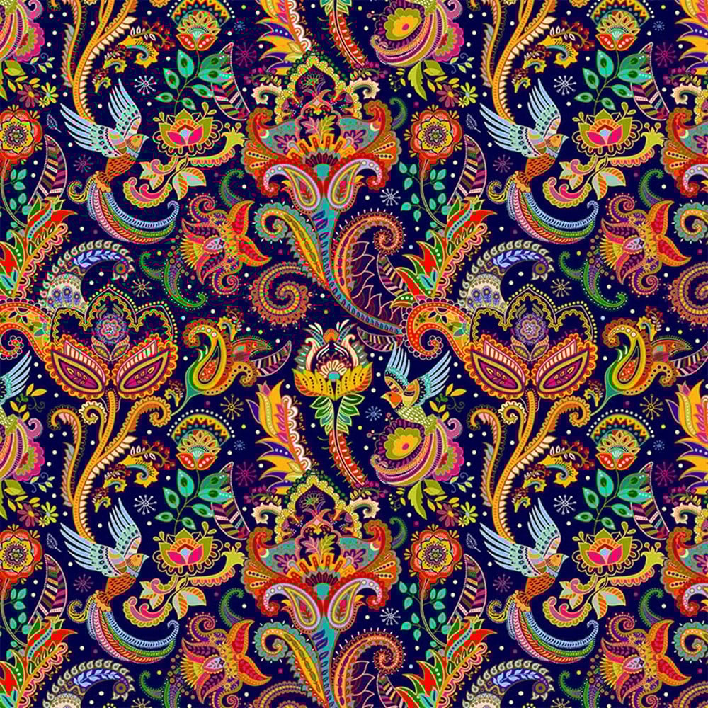 Mandala Desenli Kumaş (Eflatun Zemin)