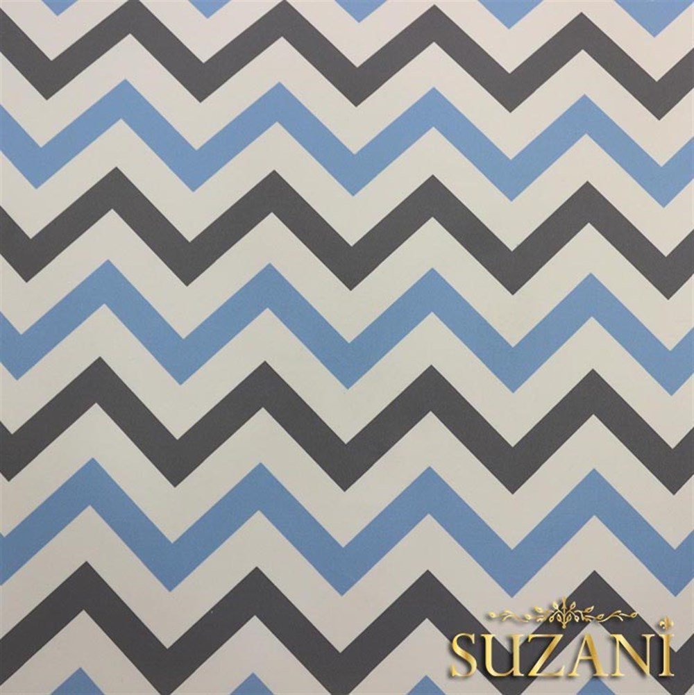 Mavi-Gri Zigzag Desenli Kumaş