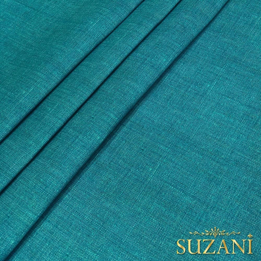 Mavi Keten Görünümlü Dijital Baskılı Kumaş