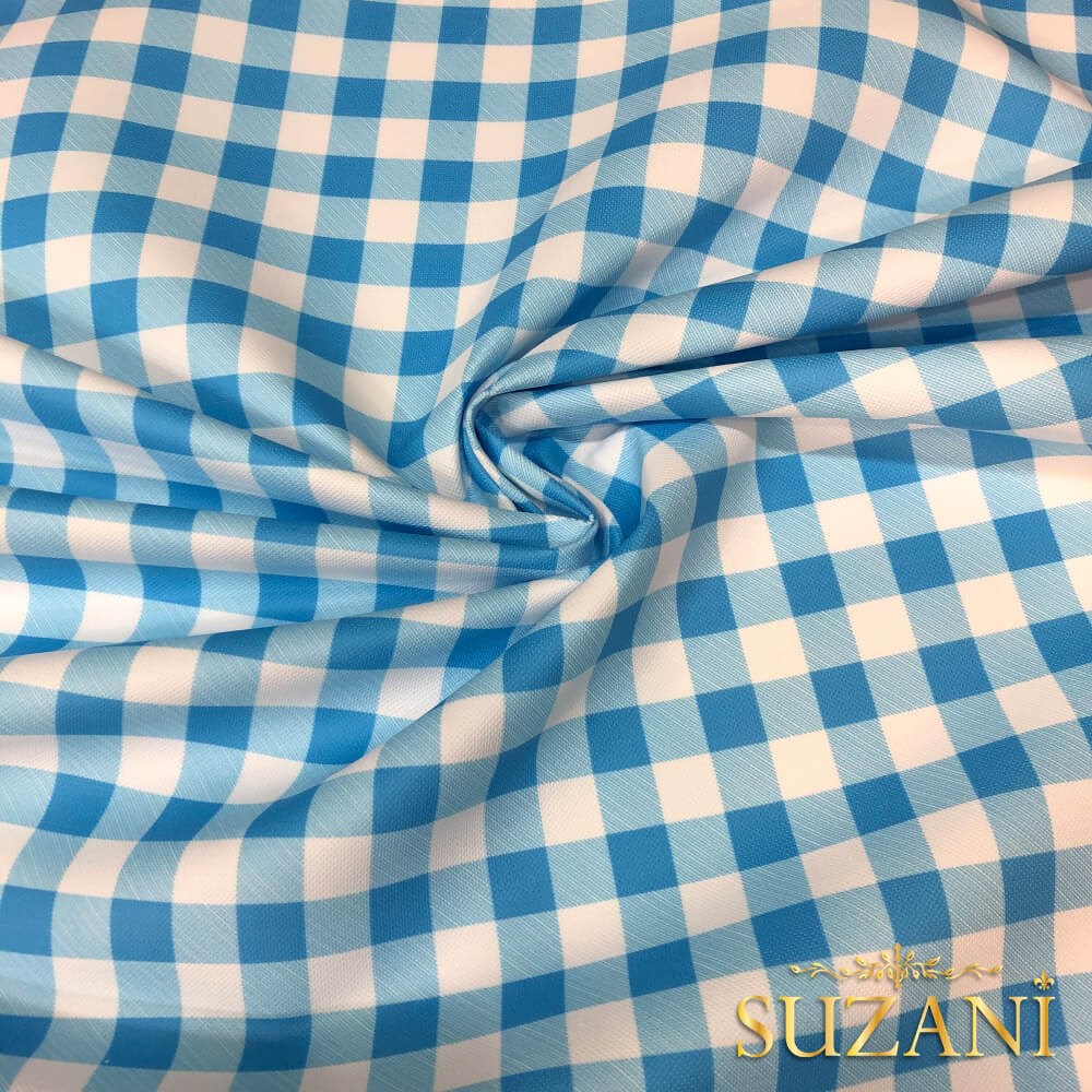 Mavi Pötikare Desenli Dijital Baskılı Kumaş