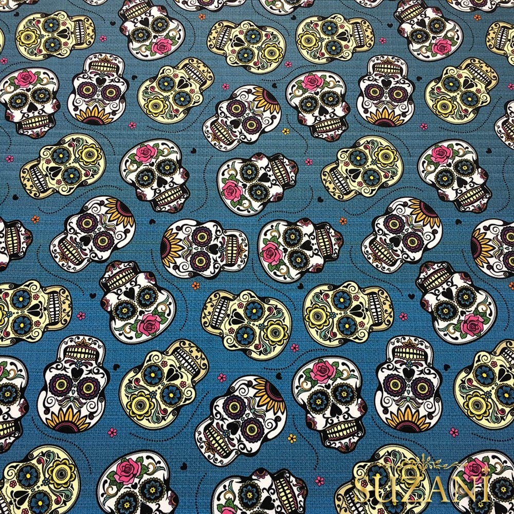 Meksika Kafatası Pop Art Desenli Kumaş