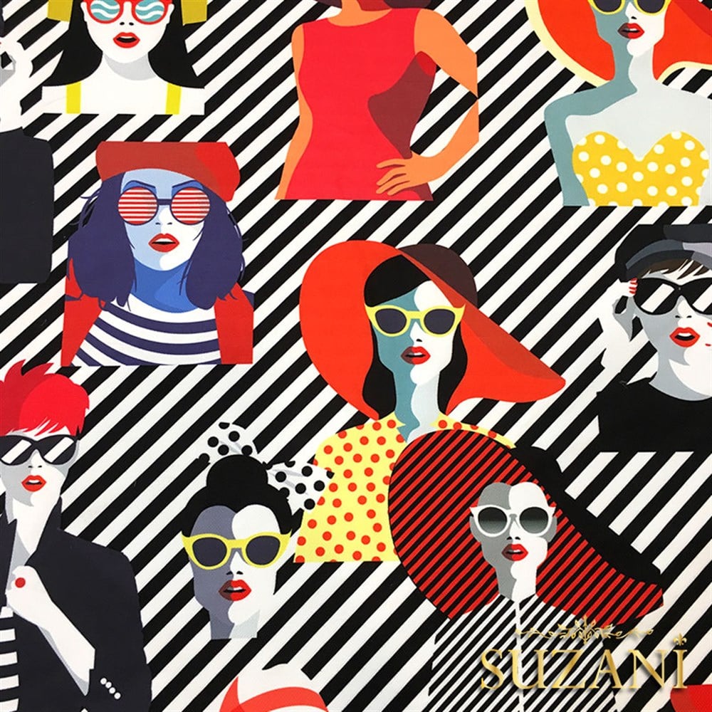 Moda Soyut Kadınlar Desenli Kumaş