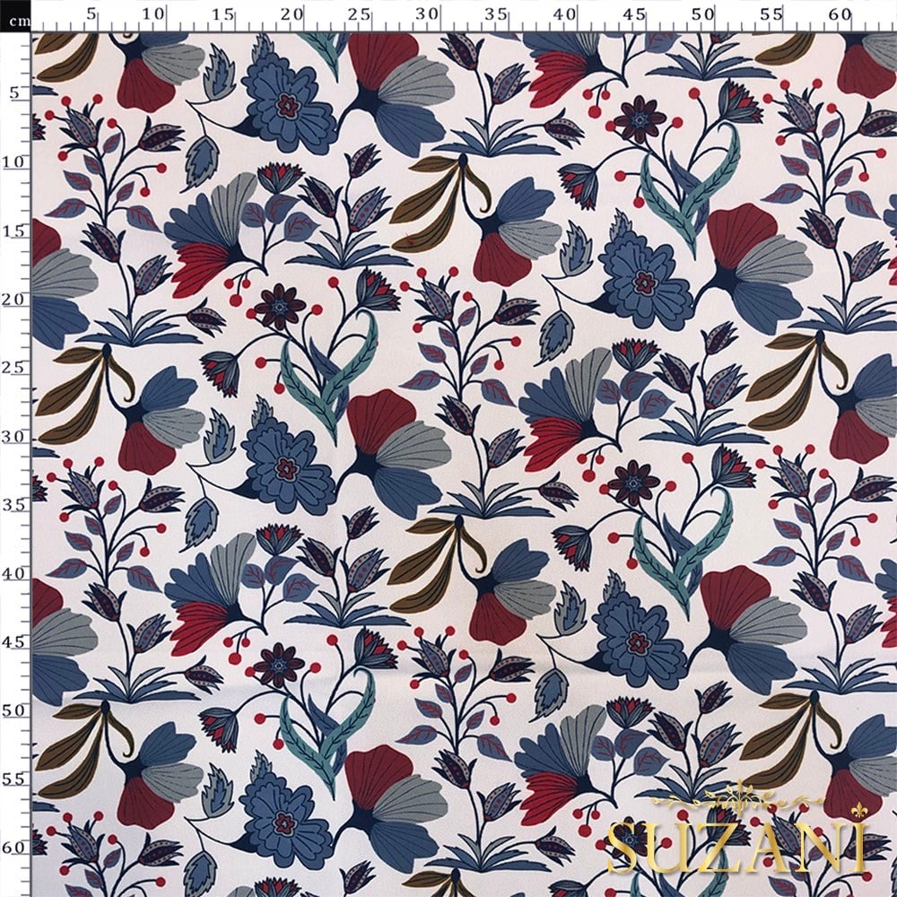 Modern Stil Çiçek Desenli Dijital Baskılı Kumaş