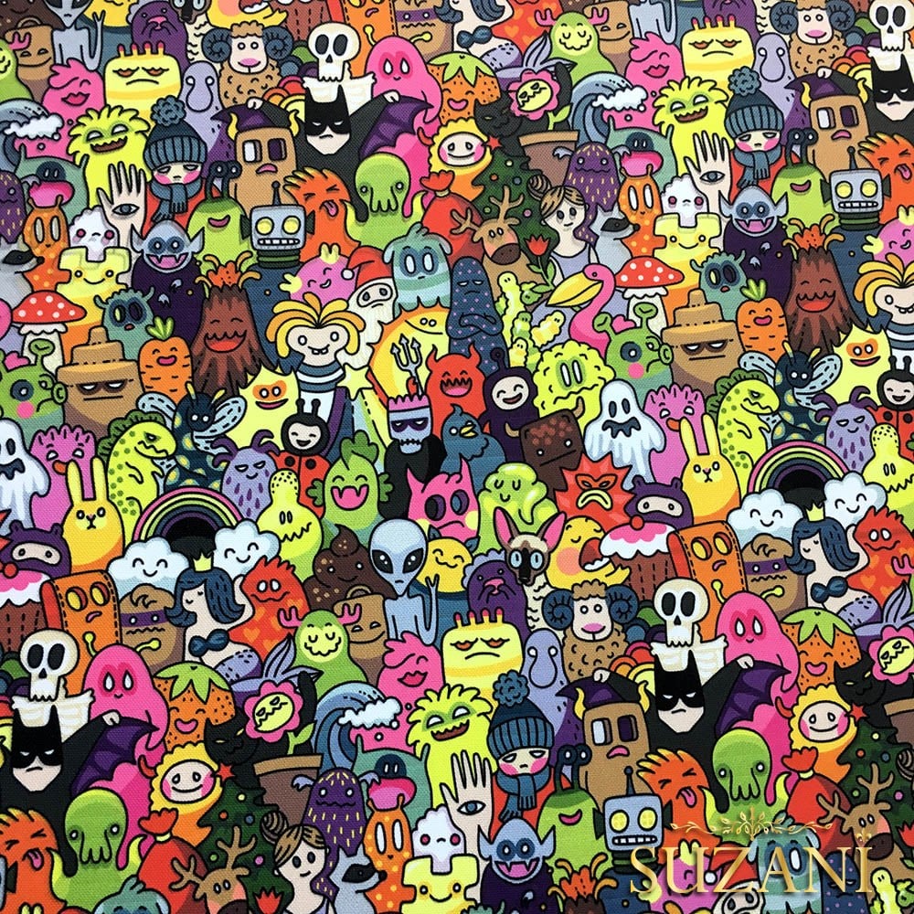 Monsters Pop Art Desenli Kumaş