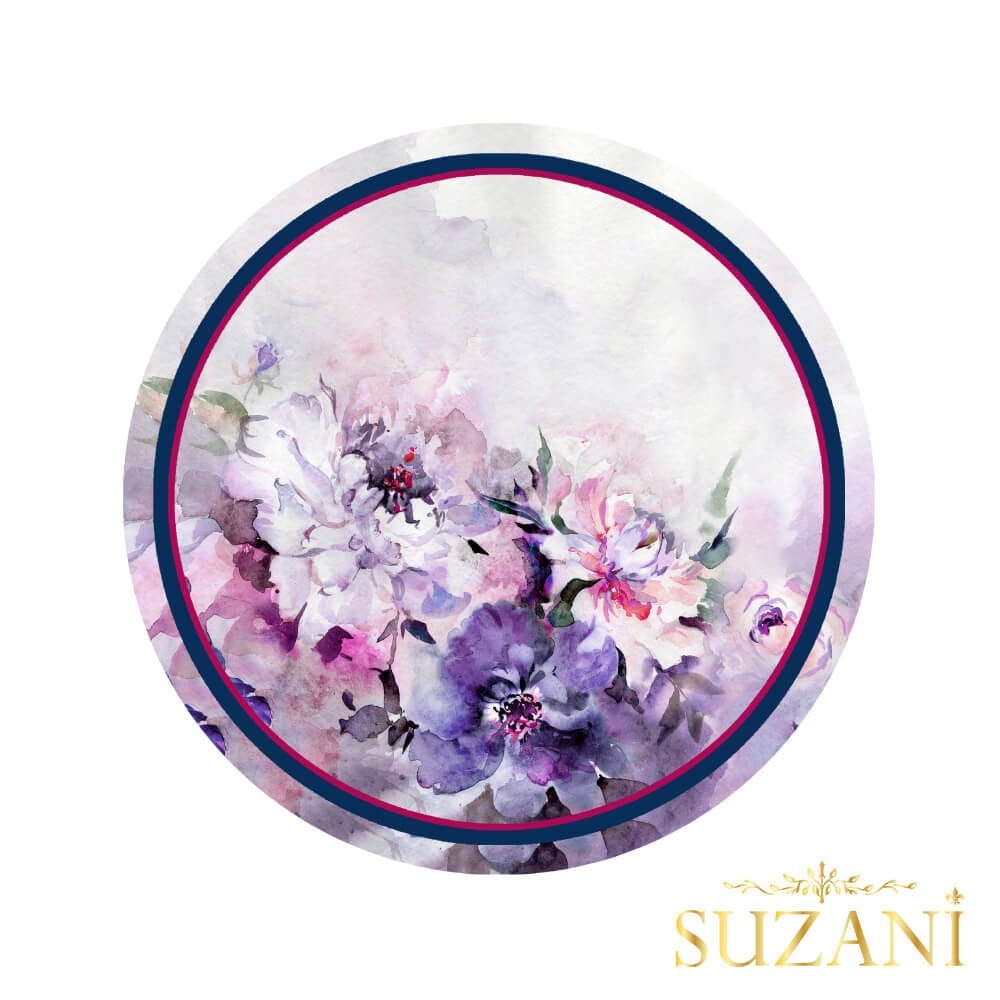 Mor Şakayık Desenli Supla Kumaşı