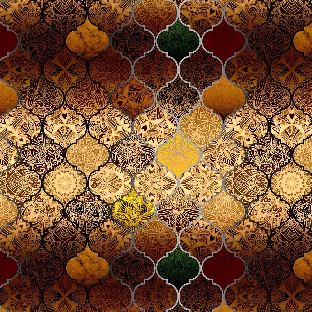 Motifli Kahve Moroccan Desenli Kumaş