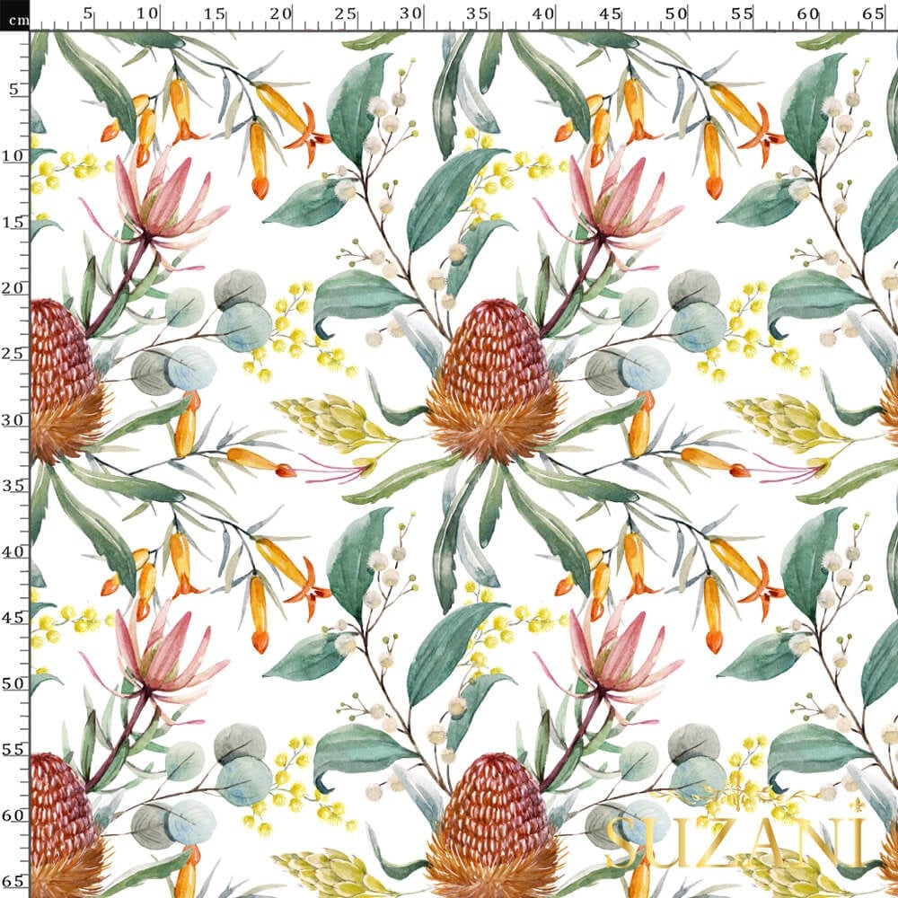 Okaliptus Desenli Dijital Baskılı Kumaş