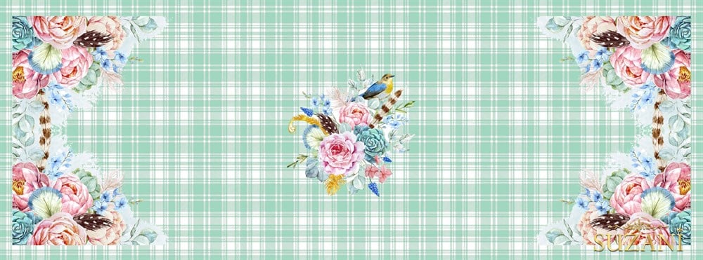 Pastel Suluboya Çiçek Desenli Runner Kumaşı