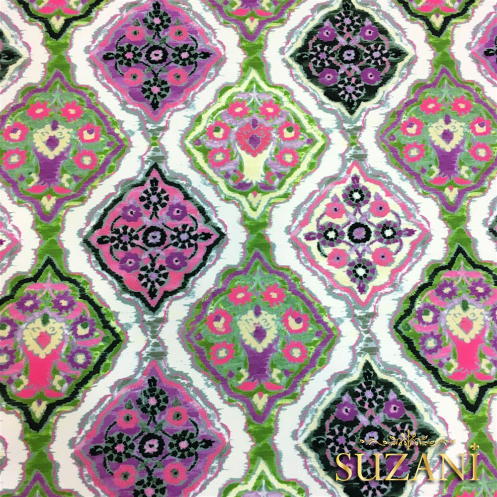 Pembe İkat Baklava Desenli Kumaş