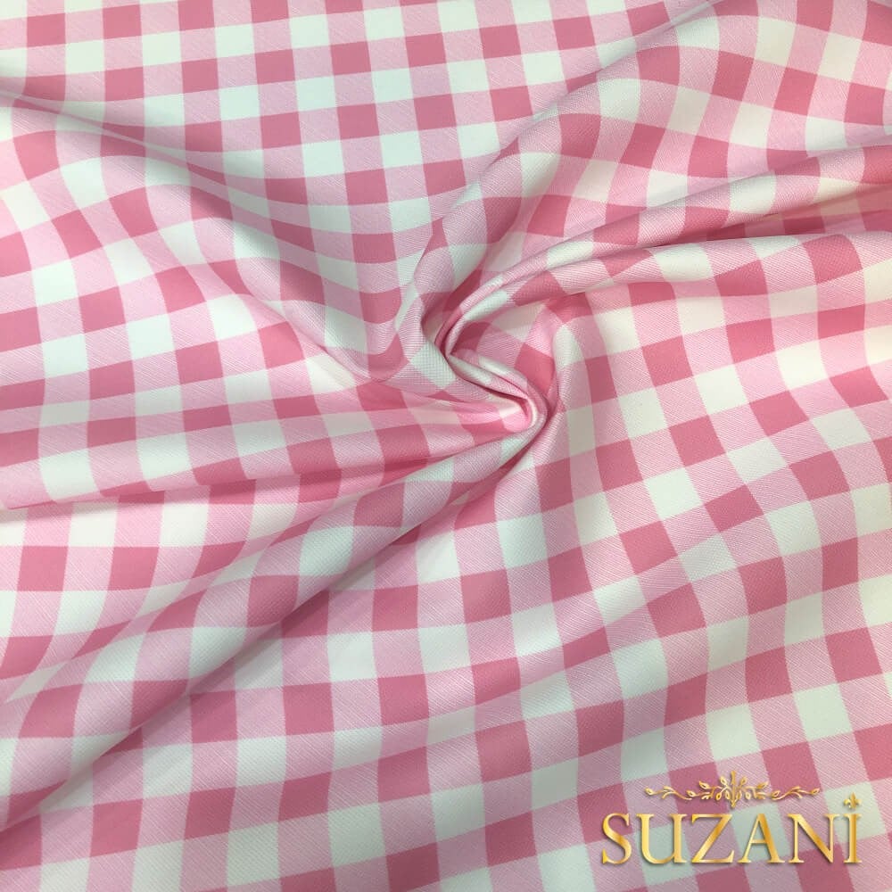 Pembe Pötikare Desenli Dijital Baskılı Kumaş