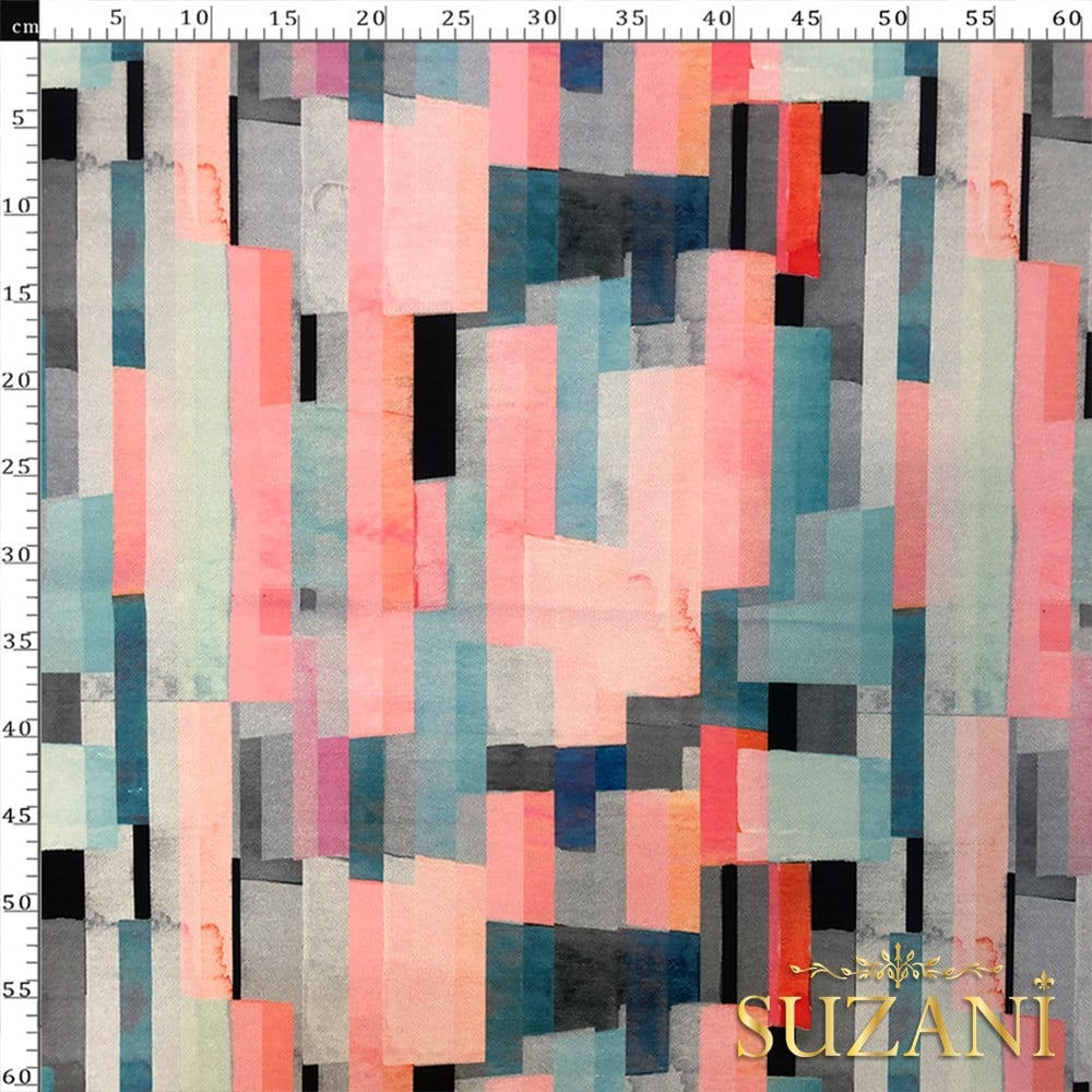 Pembe Suluboya Desenli Dijital Baskılı Kumaş