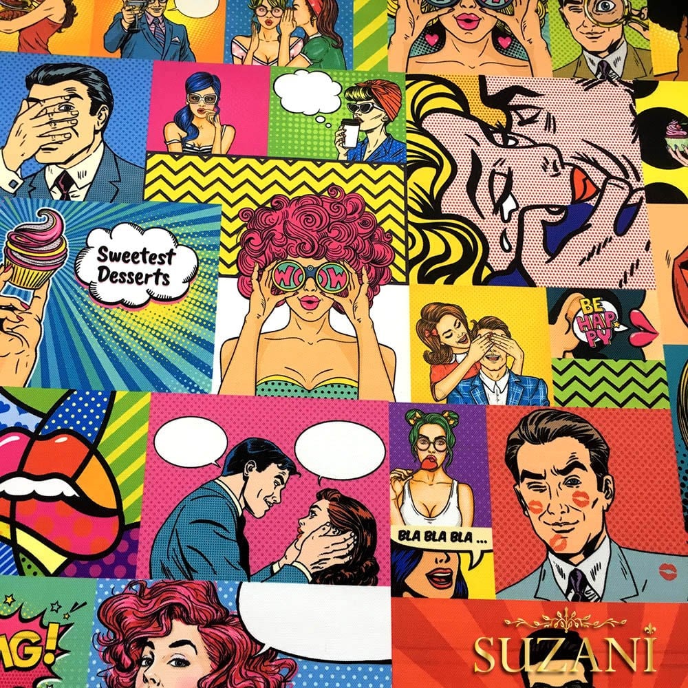 Pop Art Çizgi Roman Desenli Kumaş