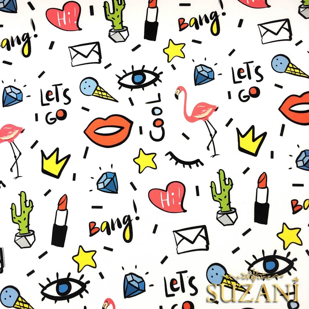 Pop Art Dudak Desenli Kumaş