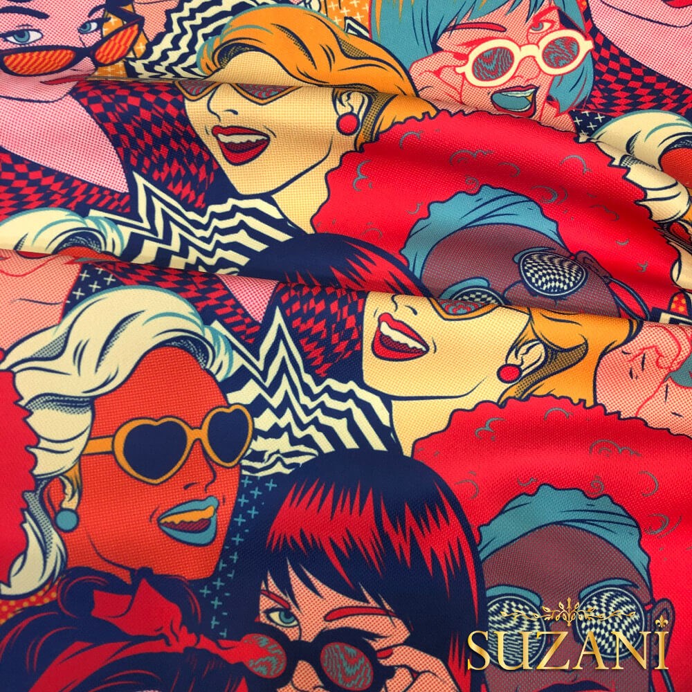 Popart Desenli Dijital Baskılı Kumaş