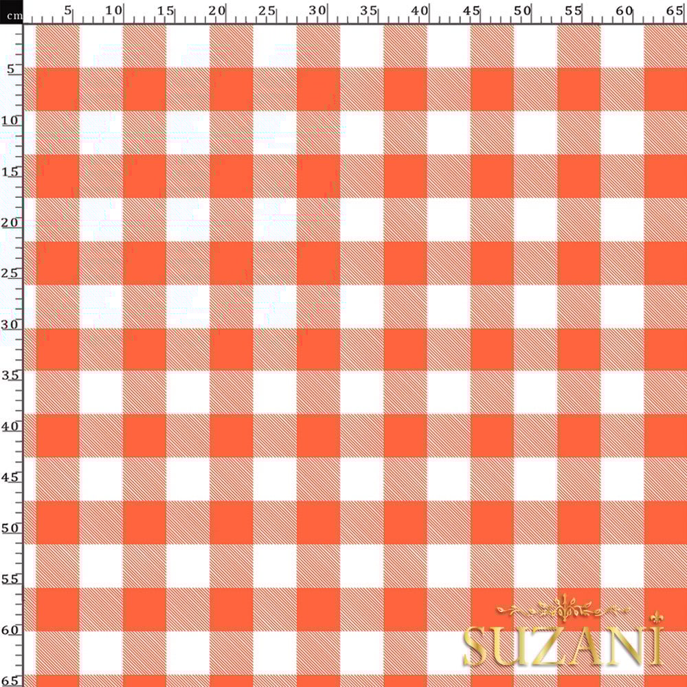 Portakal Büyük Pötikare Desenli Dijital Baskılı Kumaş