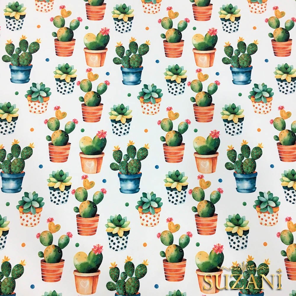 Puanlı Kaktüsler Desenli Kumaş