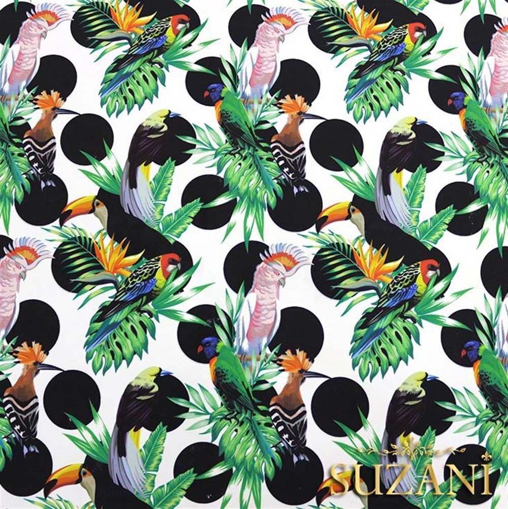 Puanlı Papağan Desenli Kumaş