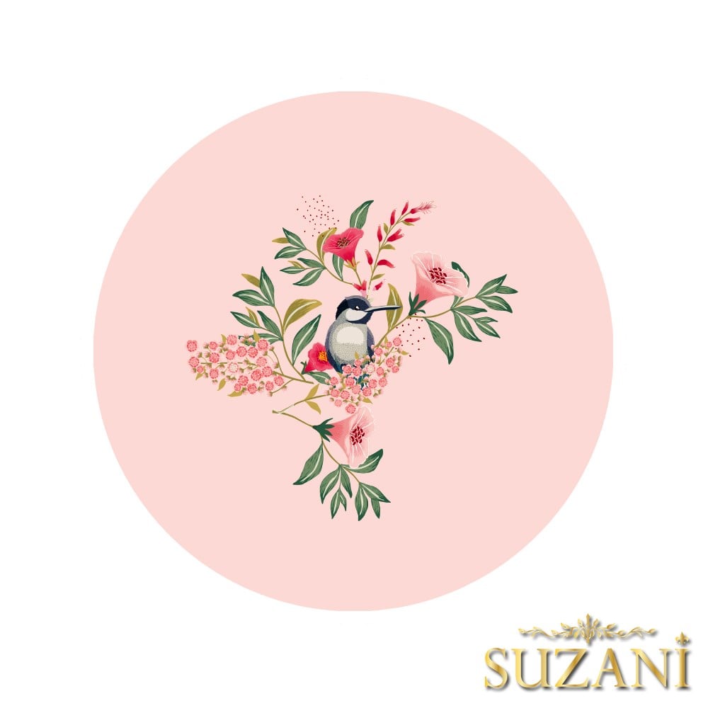 Pudra Zemin Saka Kuşu Dikişsiz 3'lü Supla Kumaşı