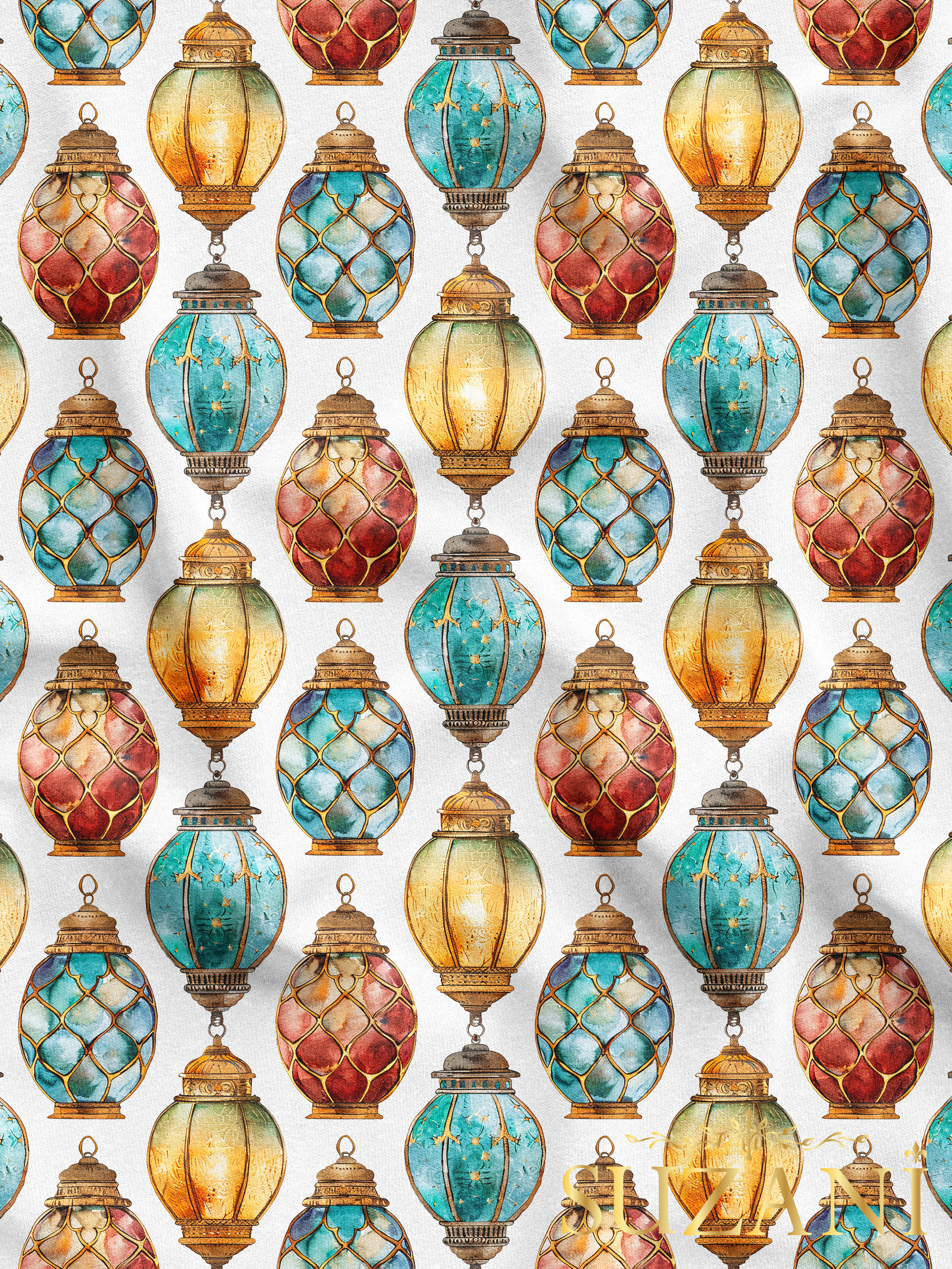 Ramazan Temalı Lamba Desenli Dijital Baskılı Kumaş