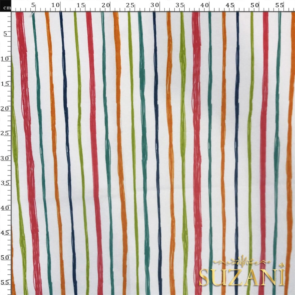 Renkli Çizgi Desenli Dijital Baskılı Kumaş