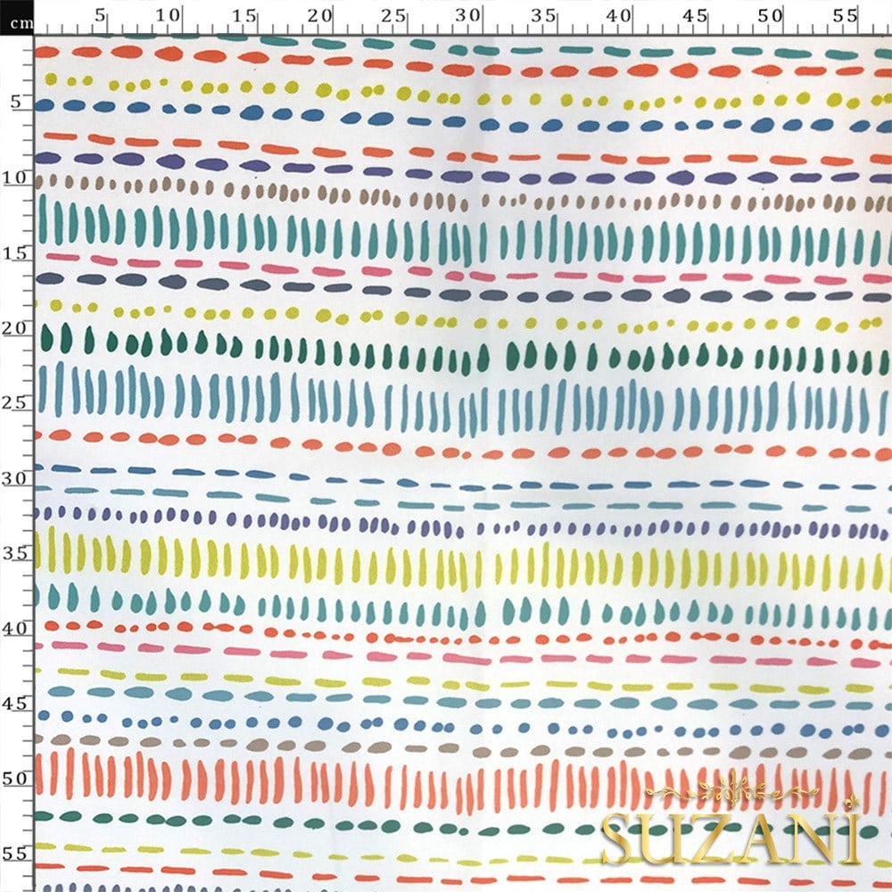 Renkli Kontür Desenli Dijital Baskılı Kumaş