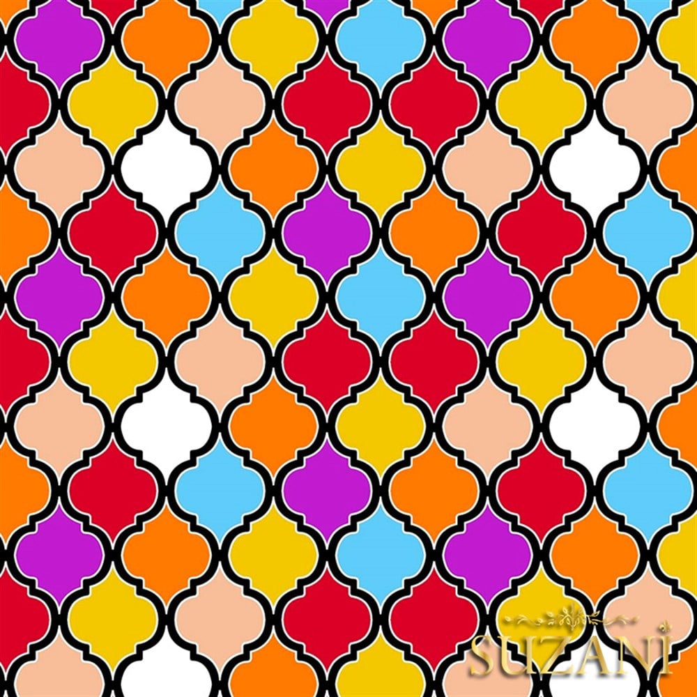 Renkli Moroccan Desenli Kumaş