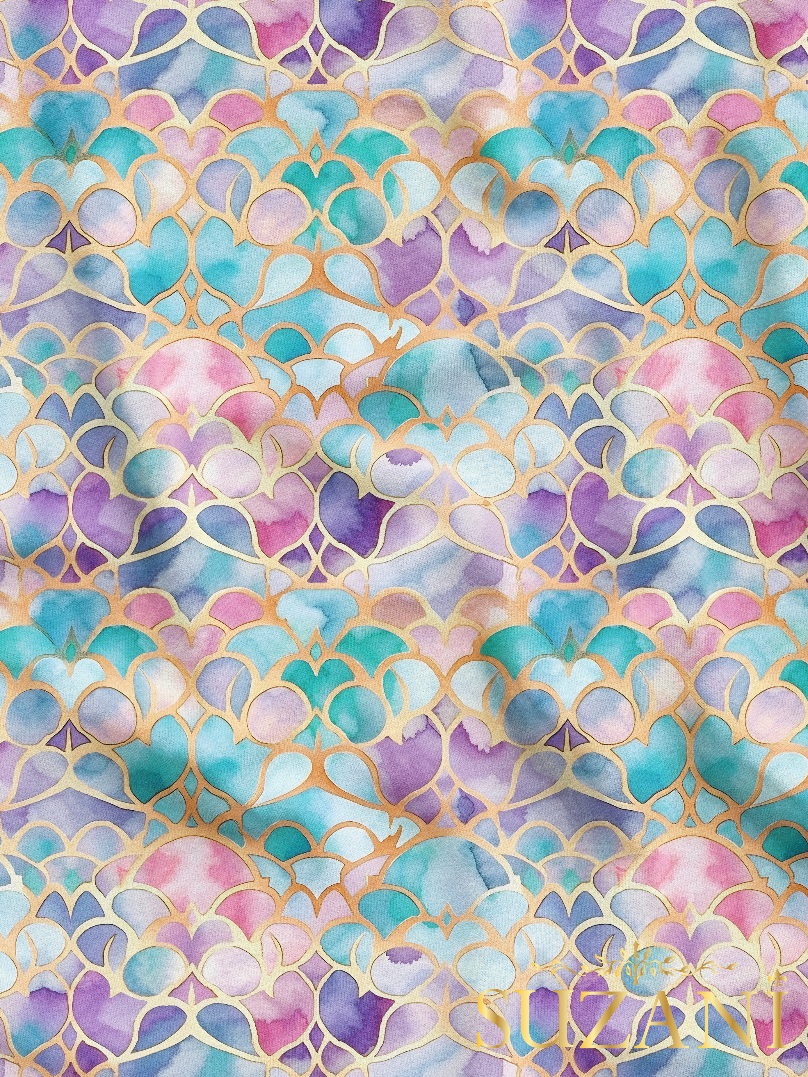 Renkli Motif Desenli Dijital Baskılı Kumaş