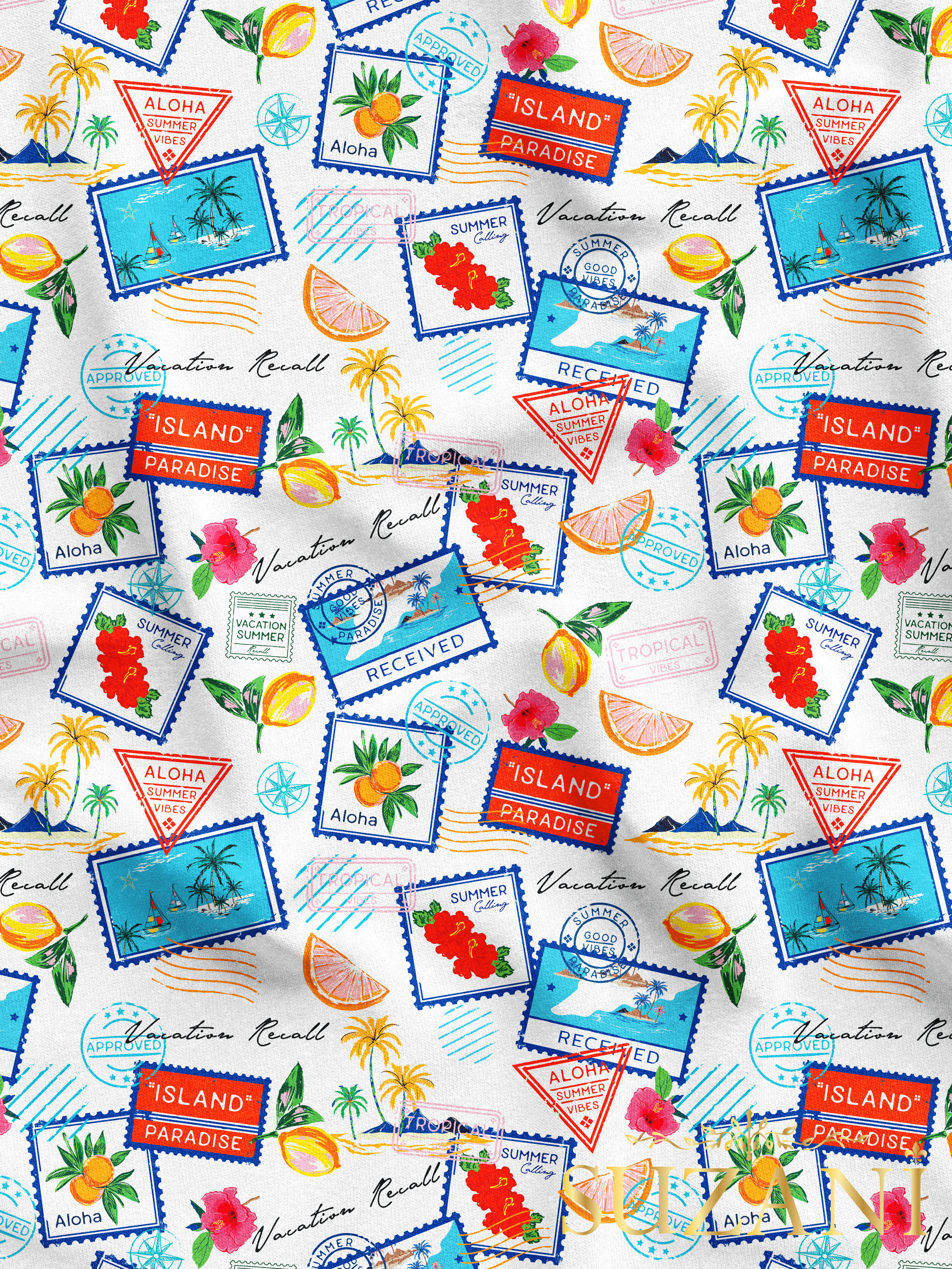 Renkli Yaz Desenli Dijital Baskılı Kumaş