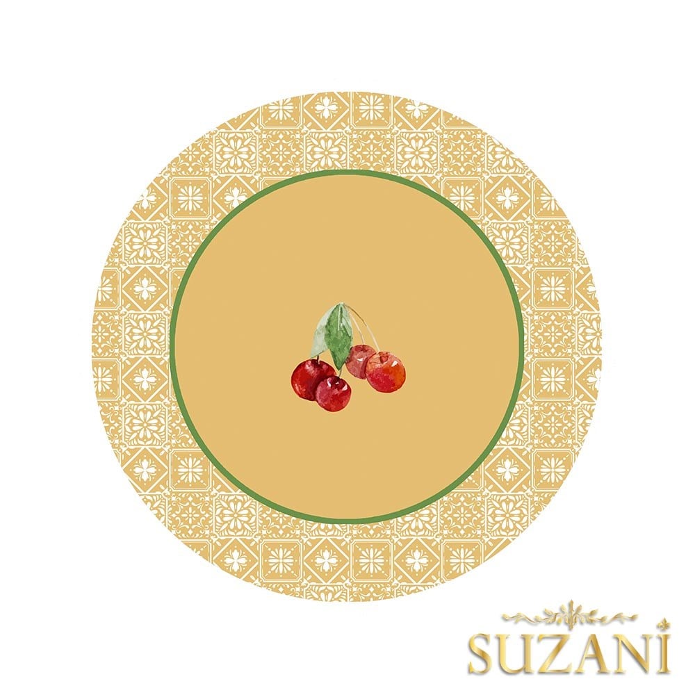 Retro Kiraz Desenli Dikişsiz 3'lü Supla Kumaşı