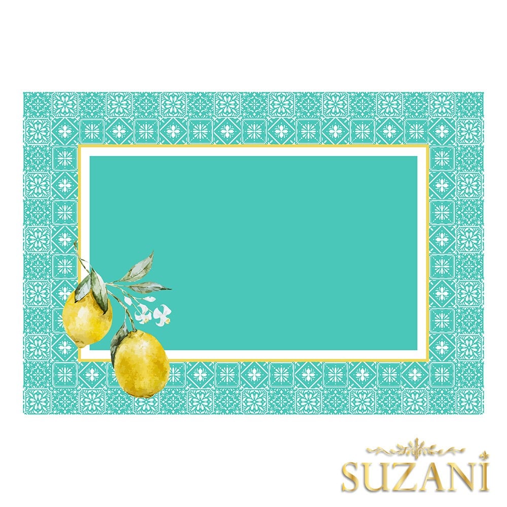 Retro Limon Desenli 3'lü Amerikan Servisi Kumaşı