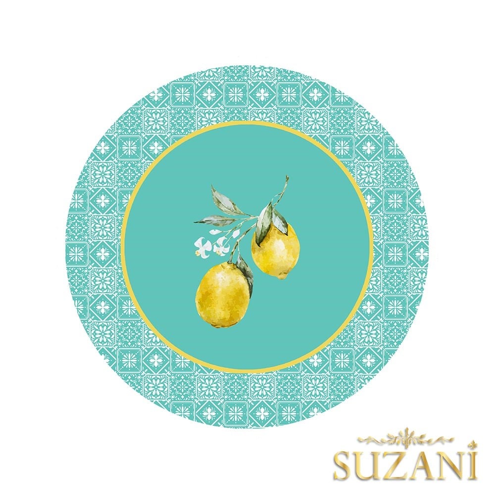 Retro Limon Desenli Dikişsiz 3'lü Supla Kumaşı