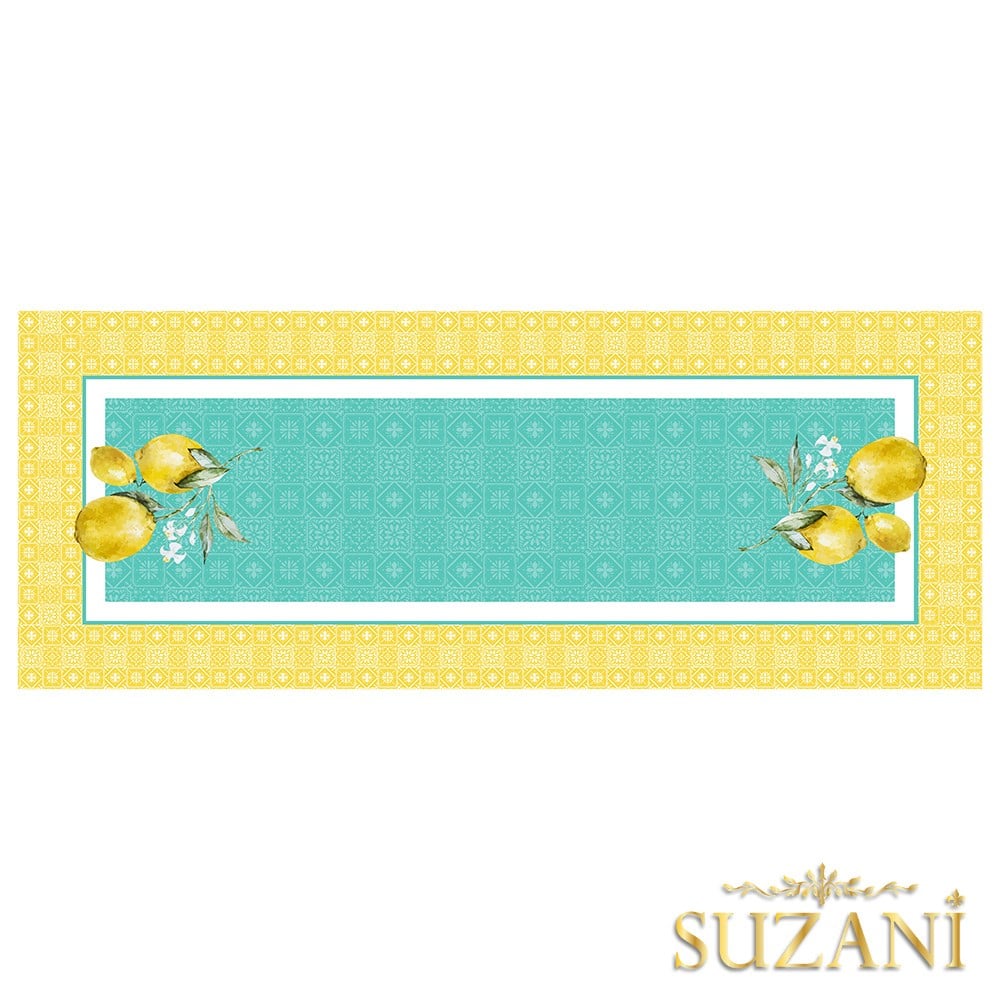 Retro Limon Desenli Dikişsiz Runner Kumaşı