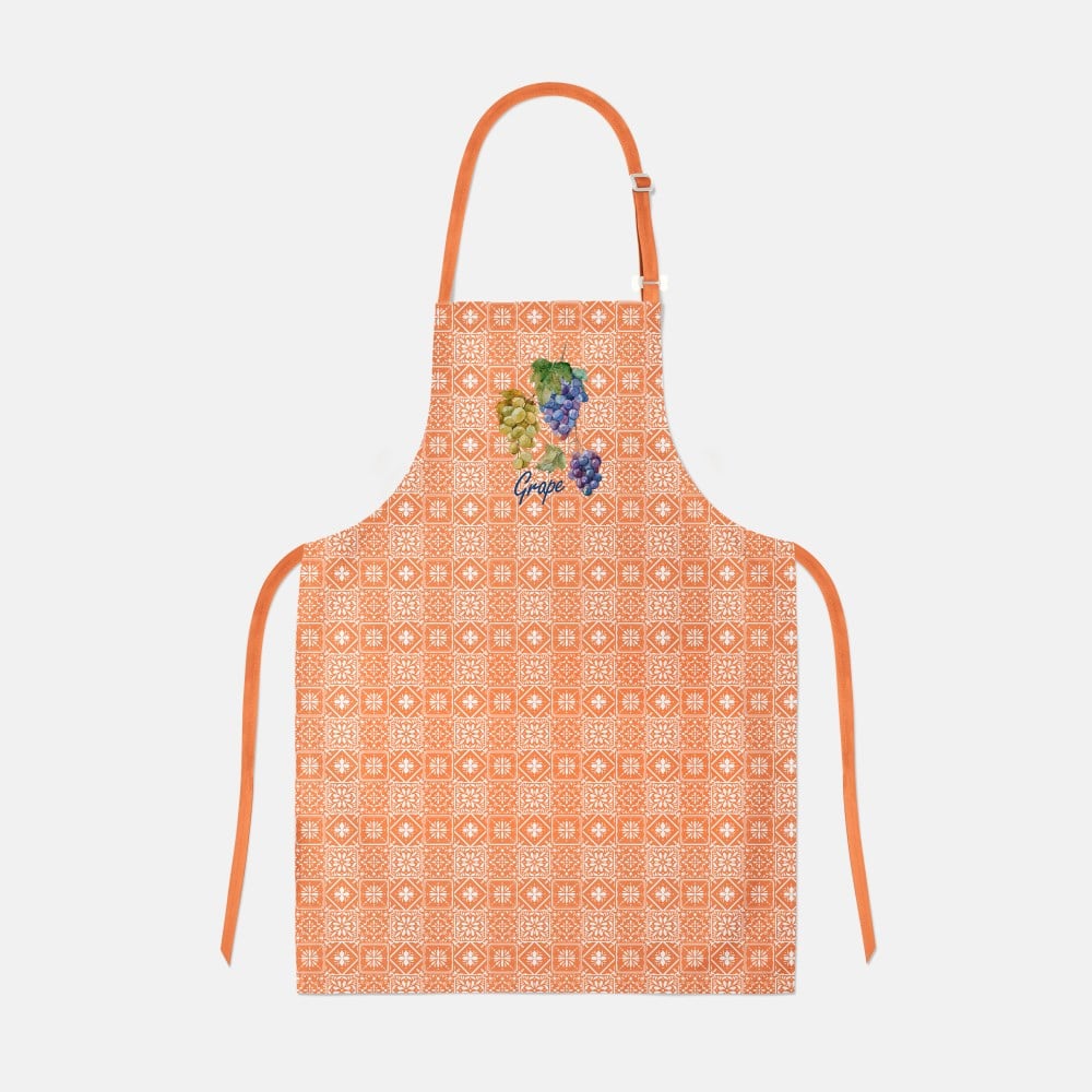 Retro Üzüm Desenli Mutfak Önlüğü Kumaşı
