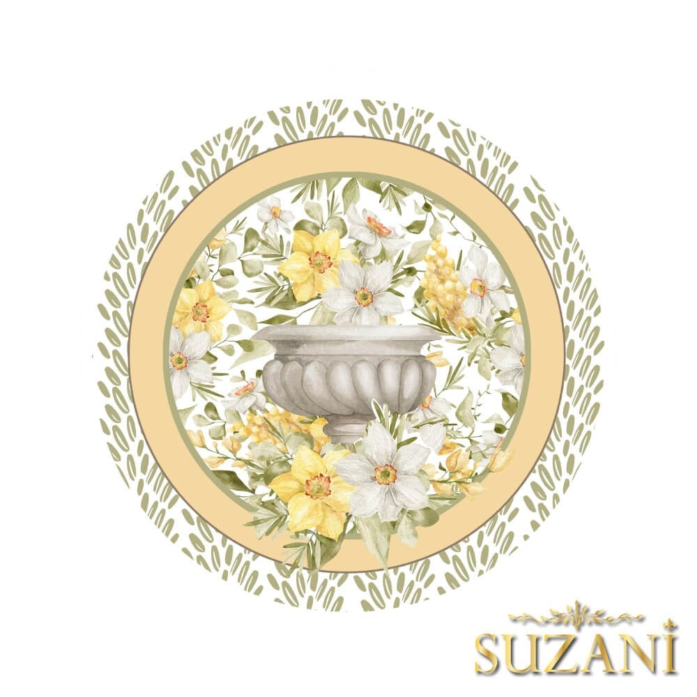 Sarı Çiçek Desenli 3'lü Supla Kumaşı