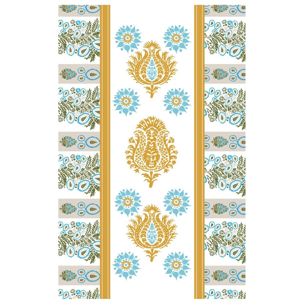 Sarı Damask Dikişsiz 4'lü Fırın Örtüsü Kumaşı