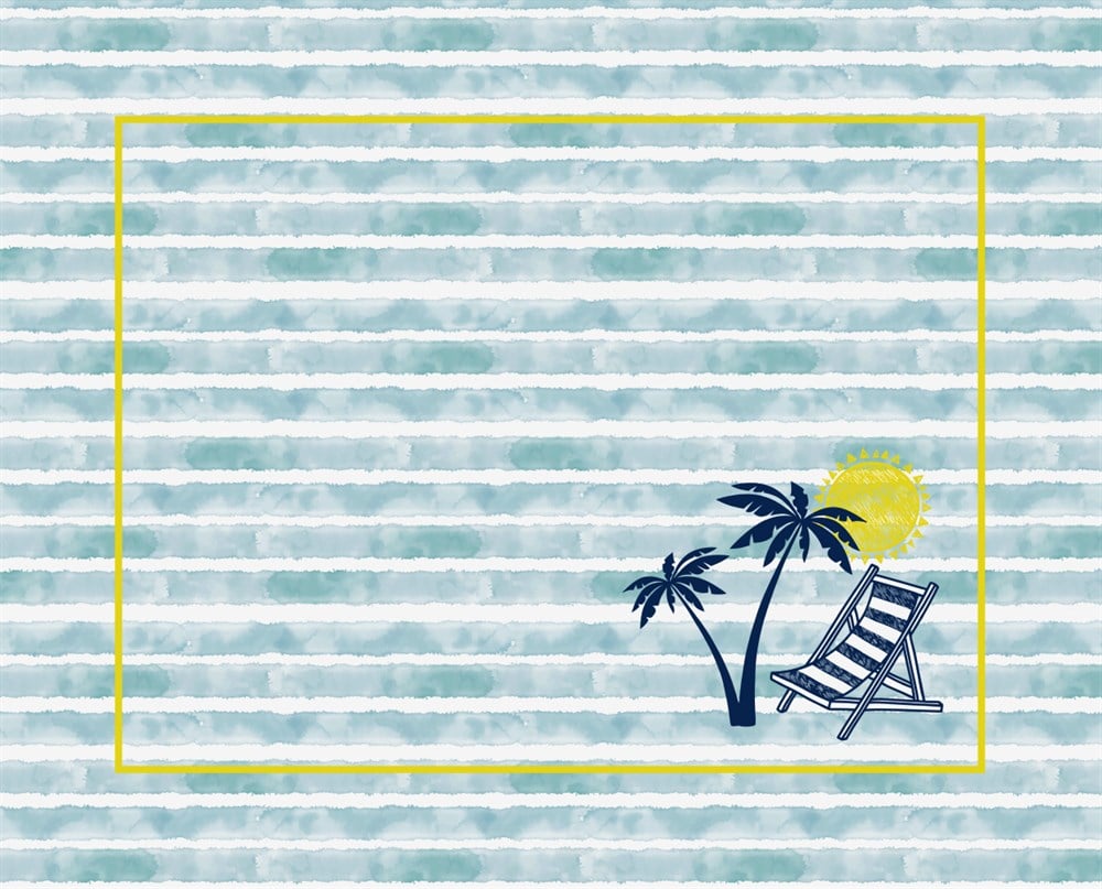 Seaside Desenli 3'lü Amerikan Servisi Kumaşı