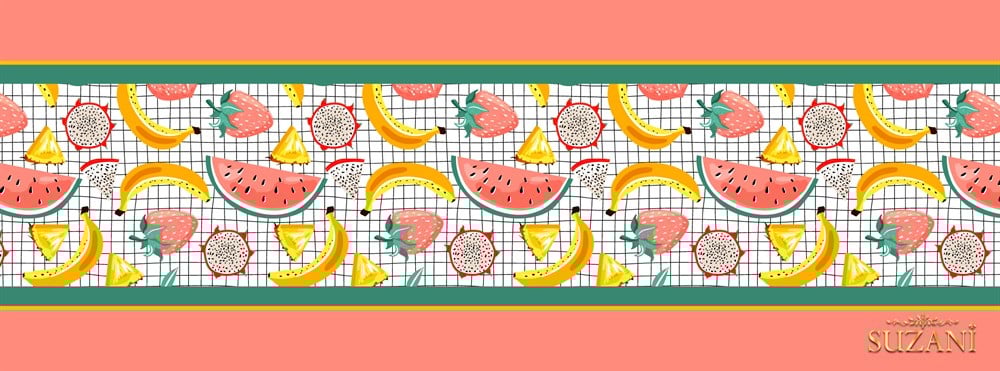 Seaside Karpuz Desenli Dikişsiz Runner Kumaşı