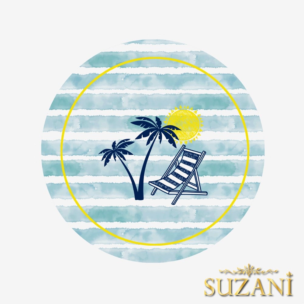 Seaside Sahil Desenli Dikişsiz 3'lü Supla Kumaşı