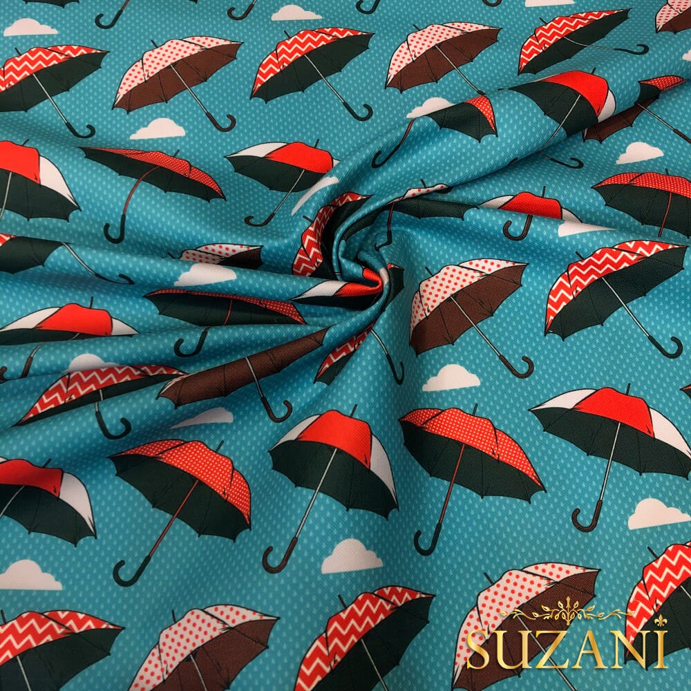 Şemsiye Desenli Dijital Baskılı Kumaş