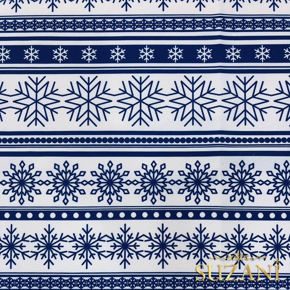 Şerit Kar Tanesi Desenli Dijital Baskılı Kumaş