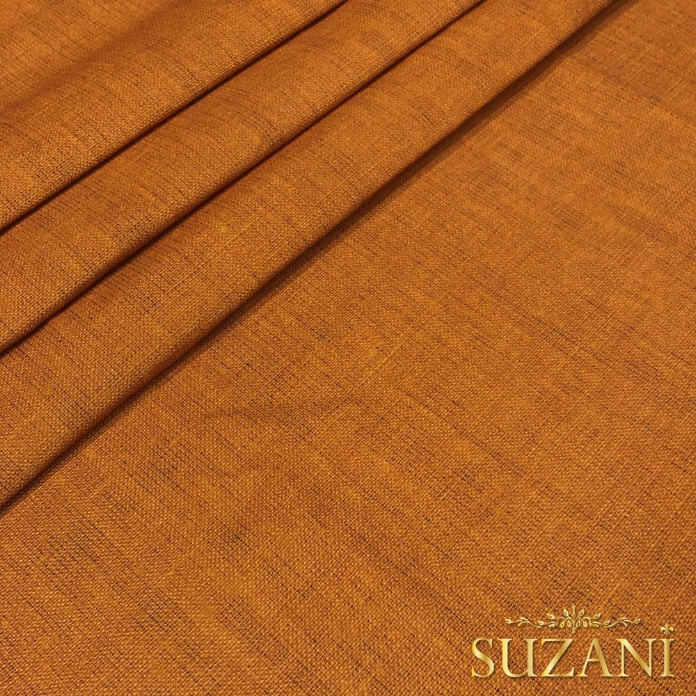 Sıcak Turuncu Keten Görünümlü Dijital Baskılı Kumaş